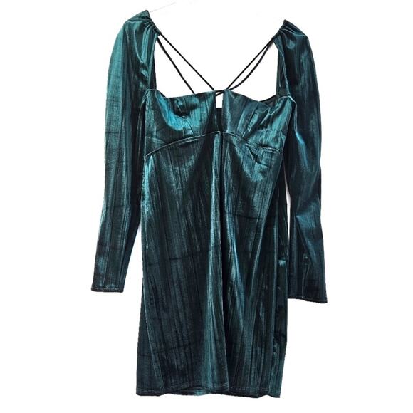 Zara Green Velvet Cutout Dress Size Small - Picture 1 of 10
